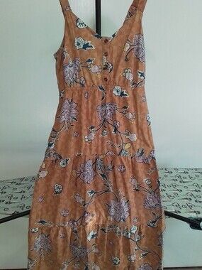 Sonoma Sleeveless Floral Tiered Dress in Rust